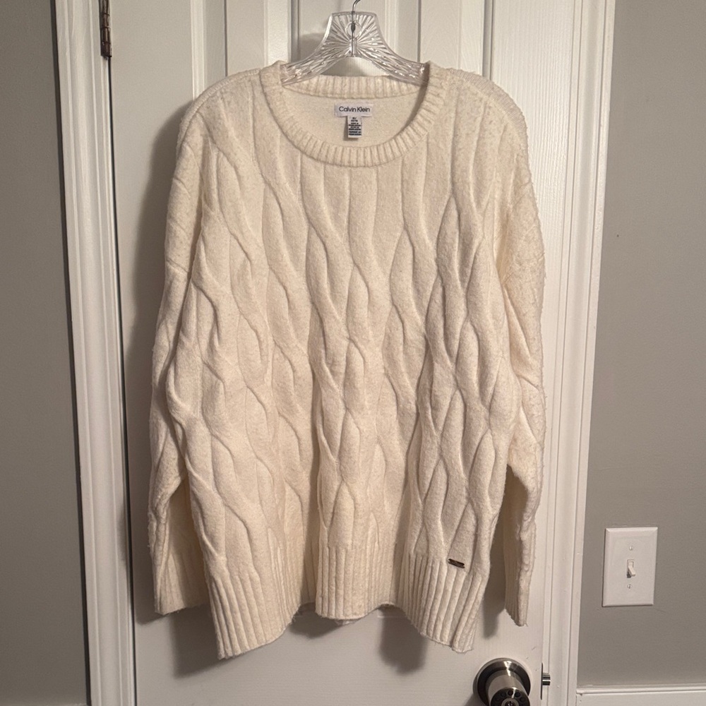 Calvin Klein Women's Textured Knit Sweater - Cream (R)